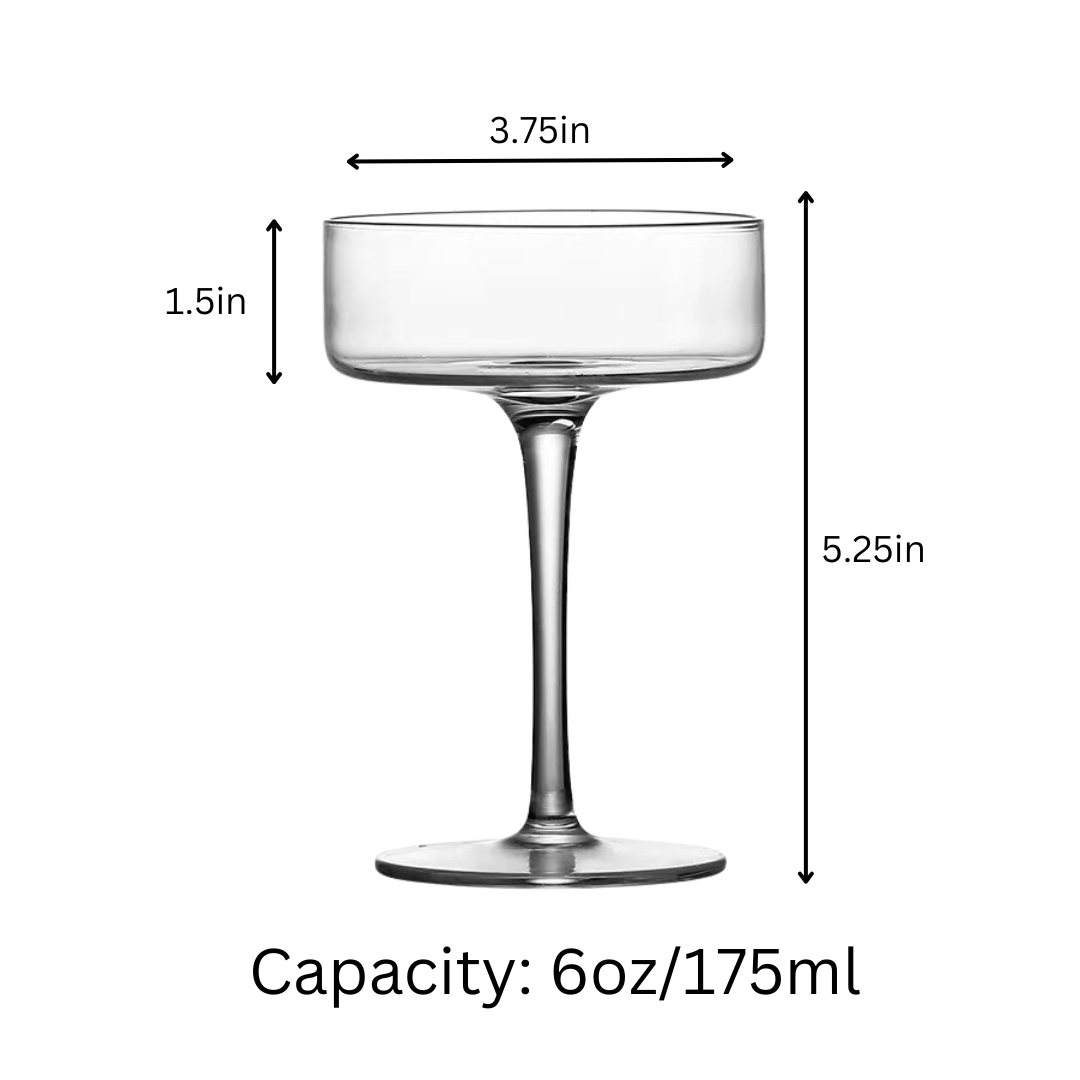 Clear Cocktail Martini Coupe Glass 6.5oz Set of 2 or 4