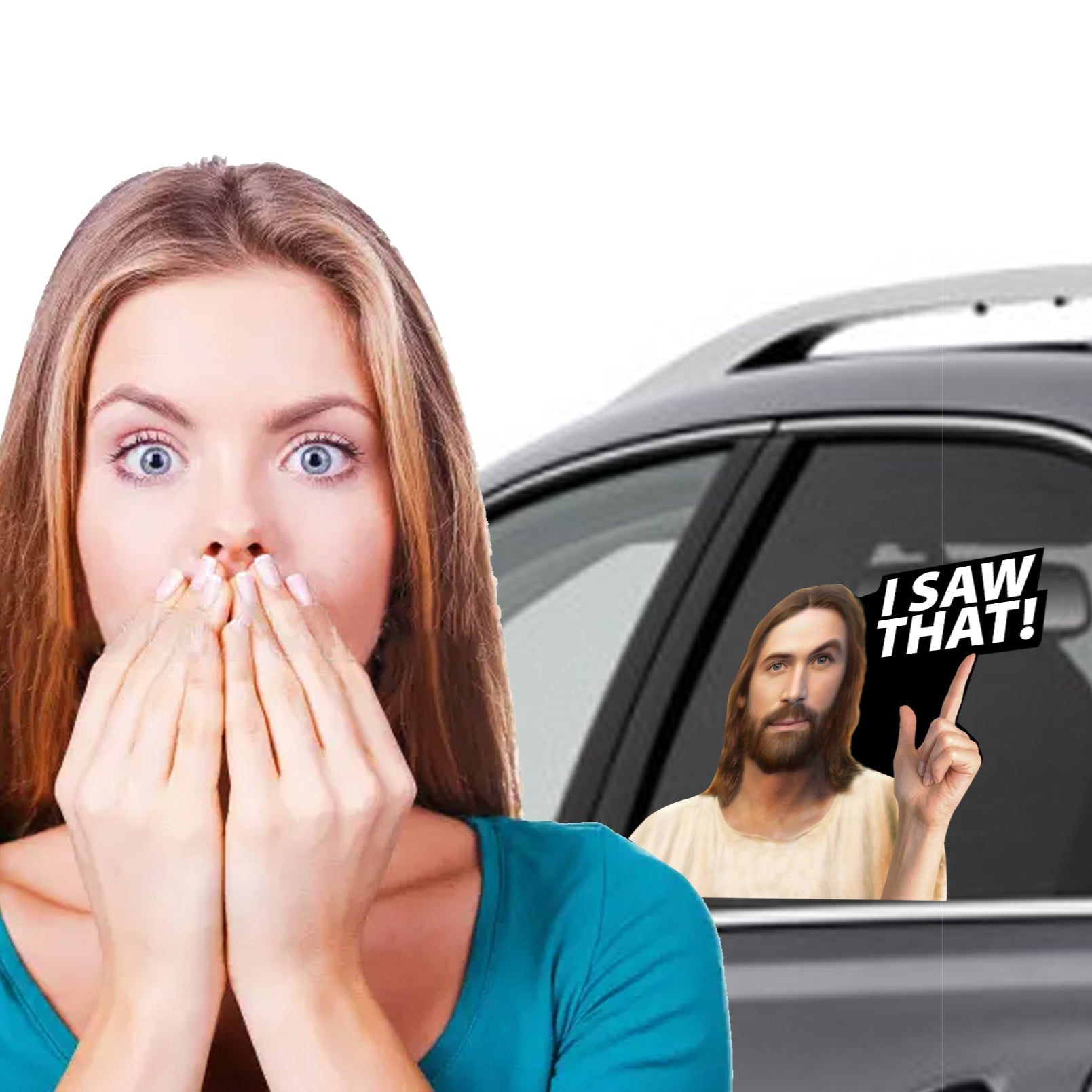 Car Window Decal 3D Jesus I Saw That waterproof sticker
