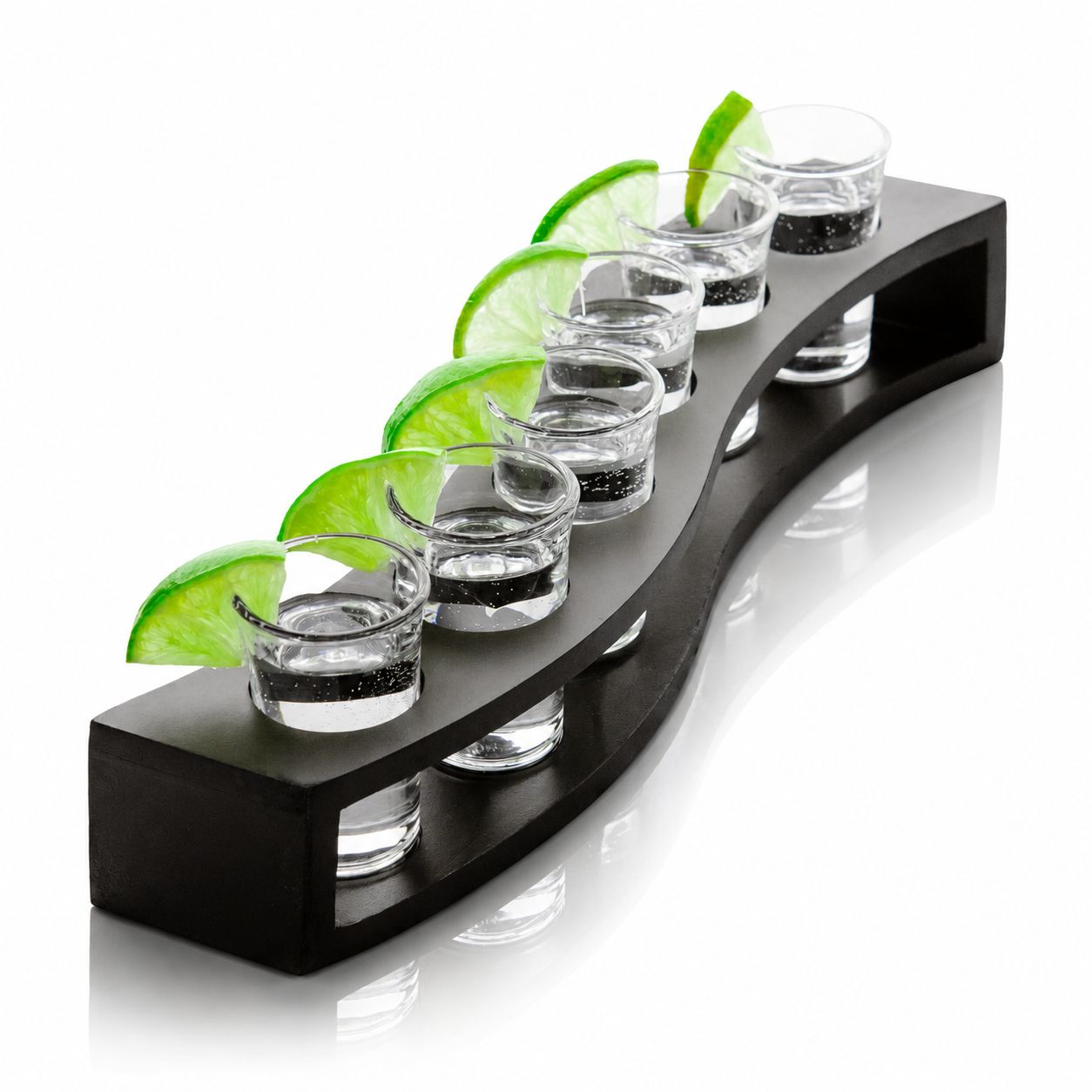 Shot Glasses Set of 6 with Wood Layered Base