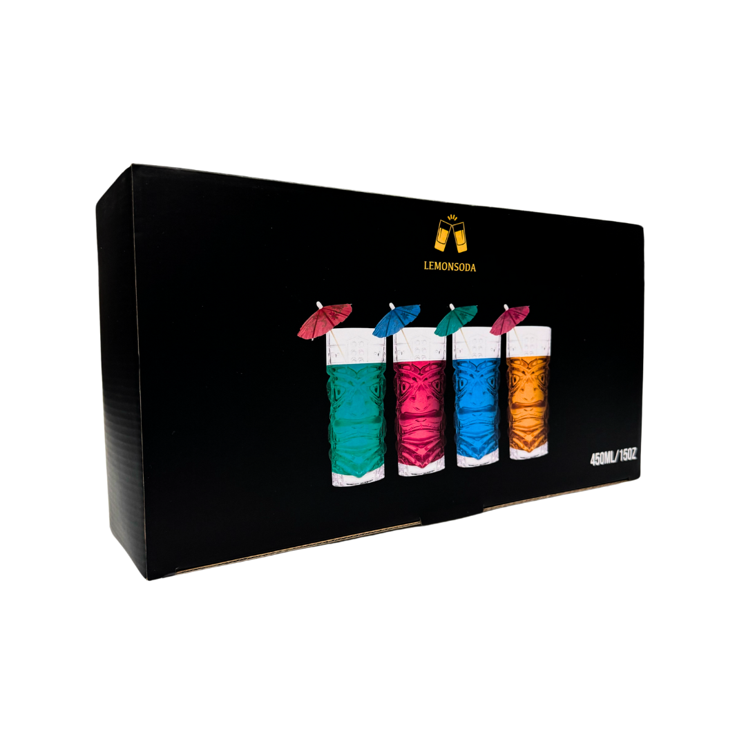 Clear Tiki Glasses Set of 4 or 6 – Hawaiian Tiki Tumblers