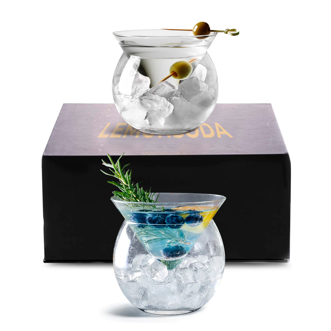 Stemless Martini Glasses With Chiller 5.5oz - (Set of 2 or 4)