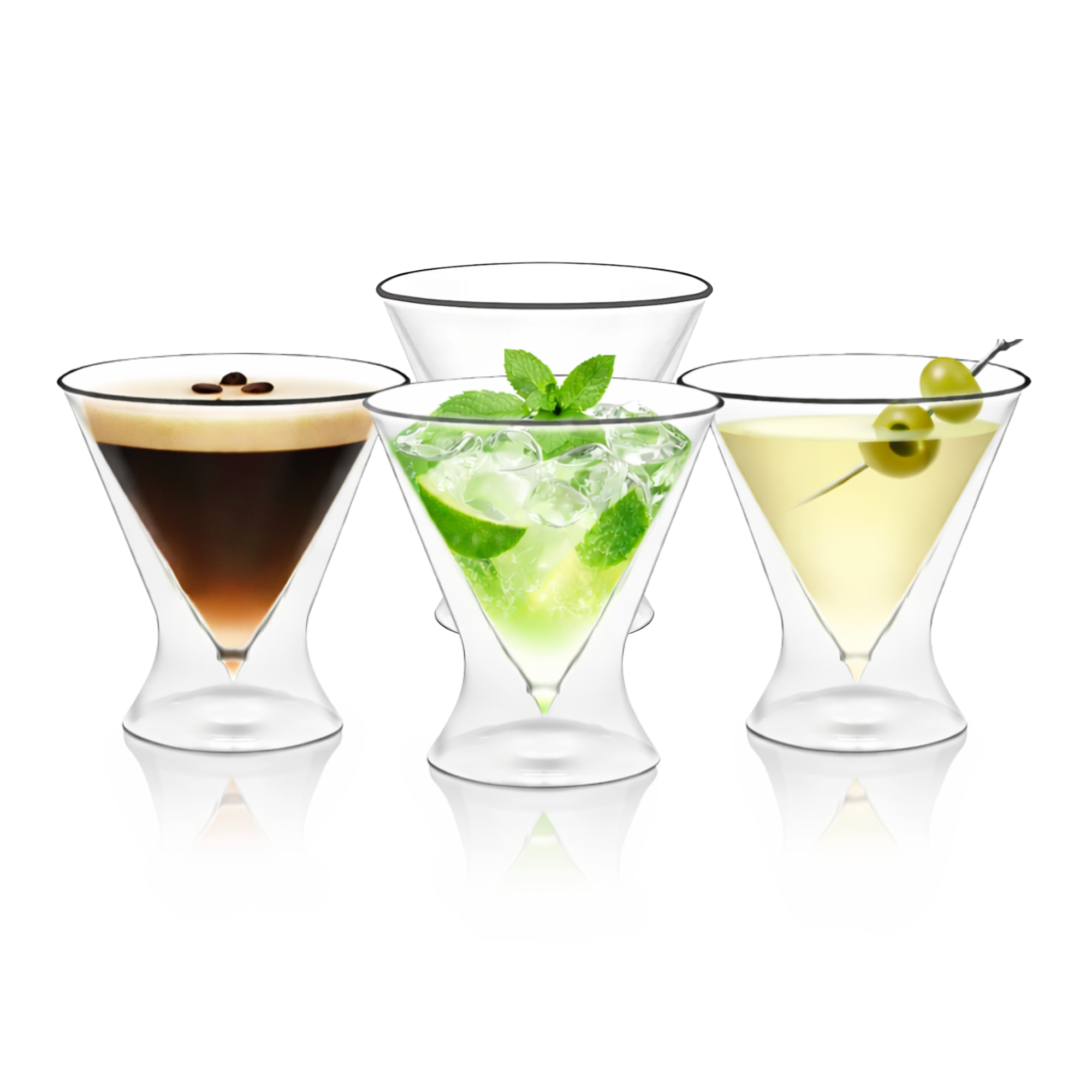 Double-Walled Stemless Martini Glasses - 8oz