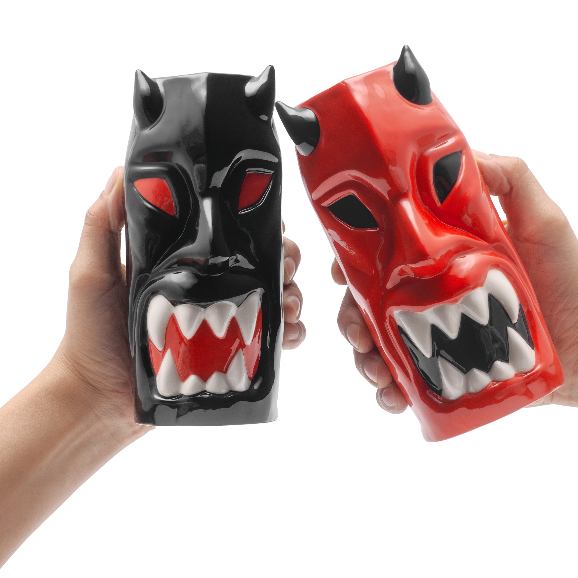 LEMONSODA Ceramic Horned Tiki Hawaiian Glasses (Set of 4) - Lemonsoda