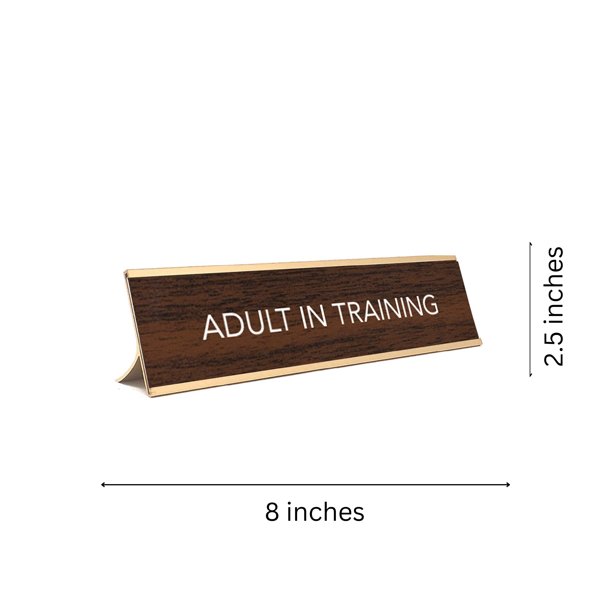 LEMONSODA Nameplate Style Desk Sign (ADULT IN TRAINING) - Brown and Gold