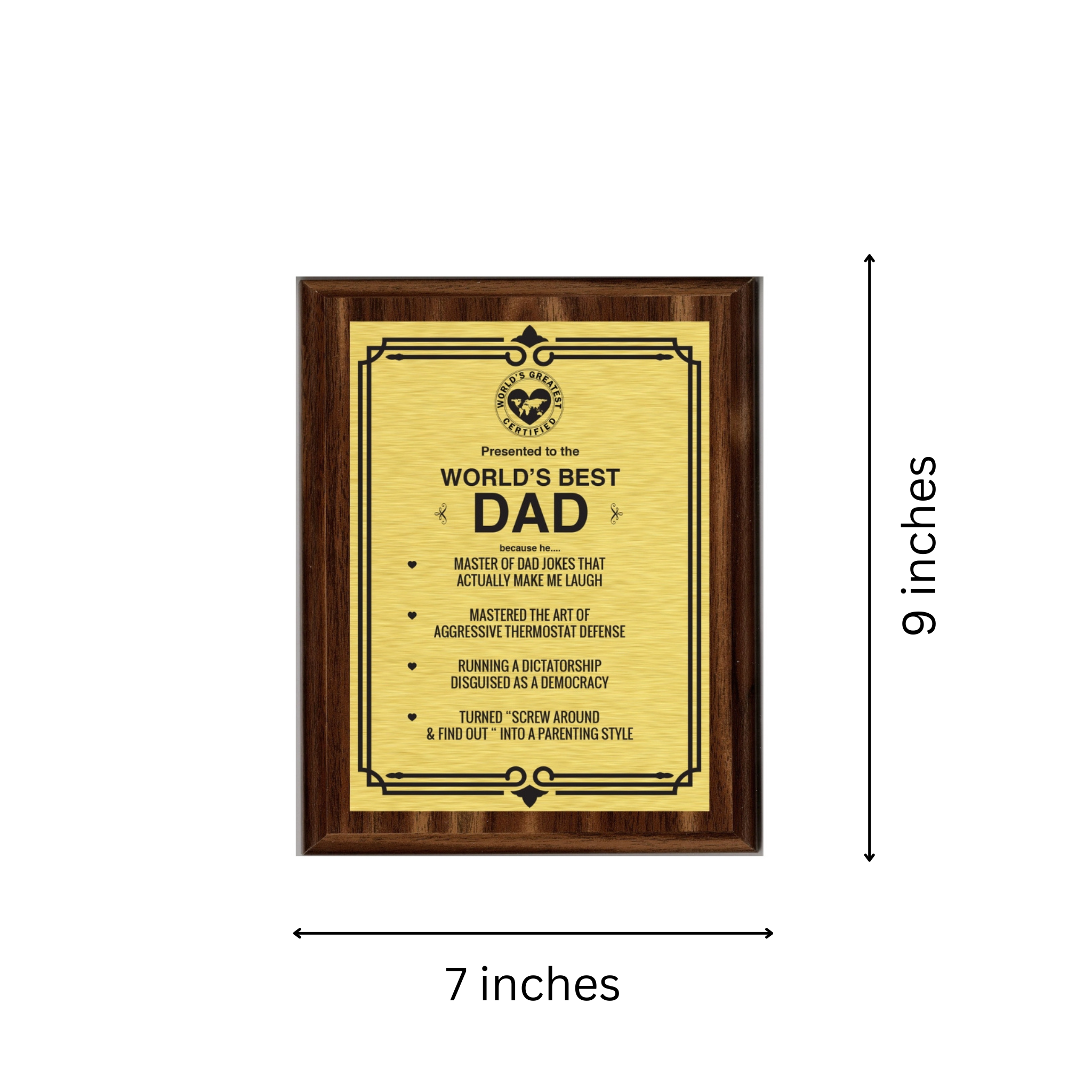 LEMONSODA Engraving Worlds Greatest Plaques (Best Dad in The World, Gold)