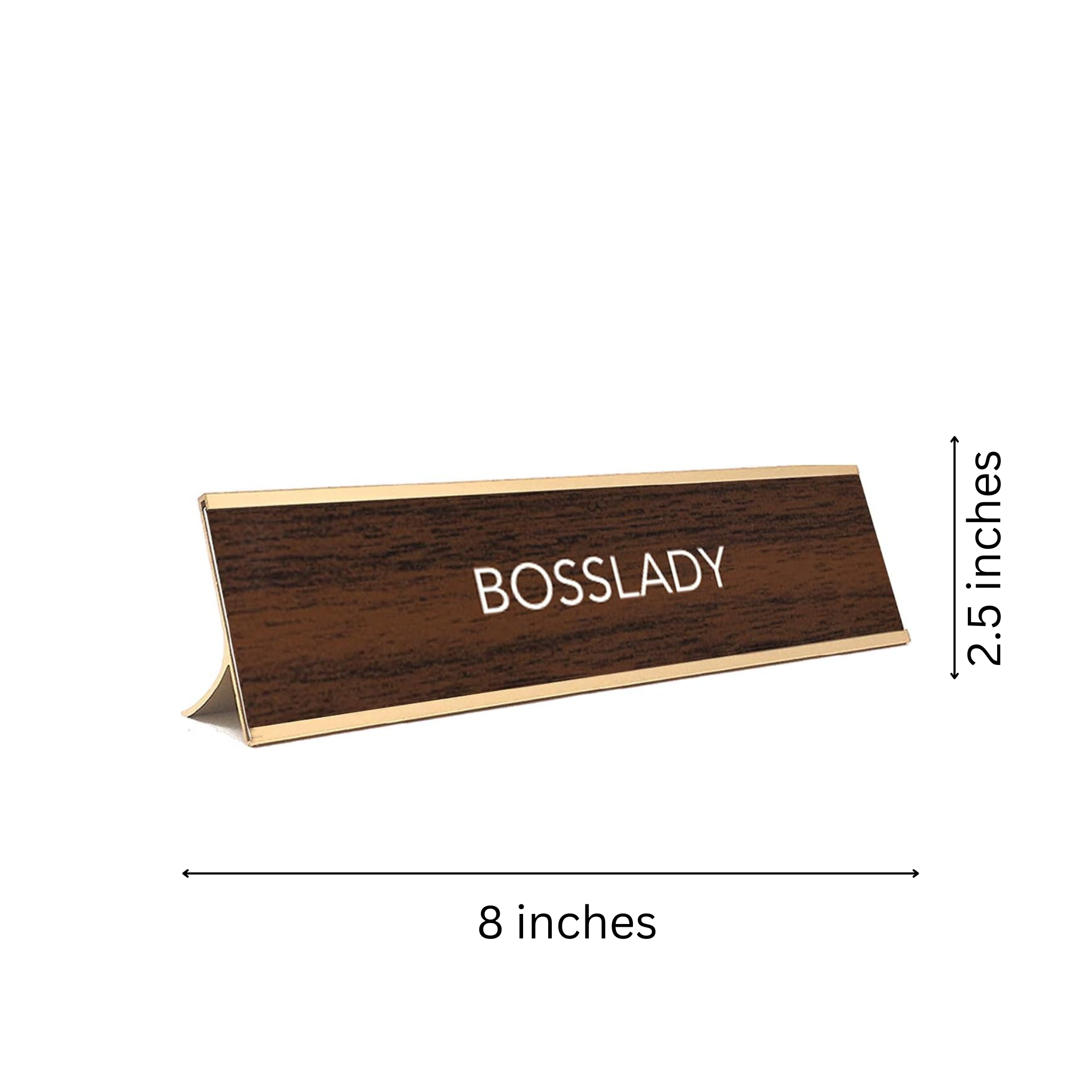 LEMONSODA Nameplate Style Desk Sign (Boss Lady) - Brown and Gold