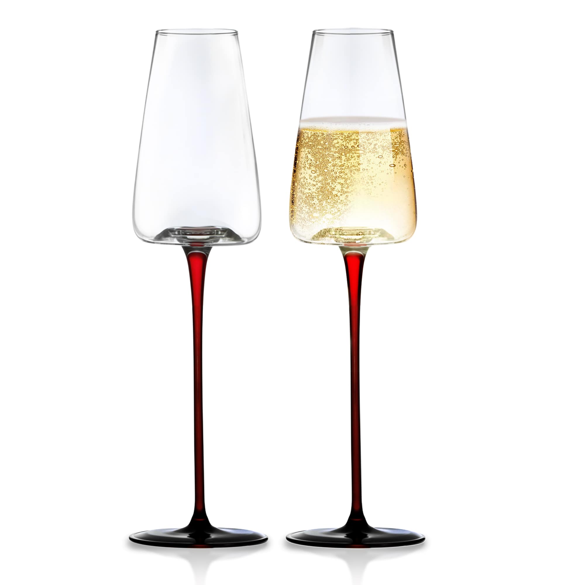 Concave Champagne Glasses - 9oz crystal modern flutes