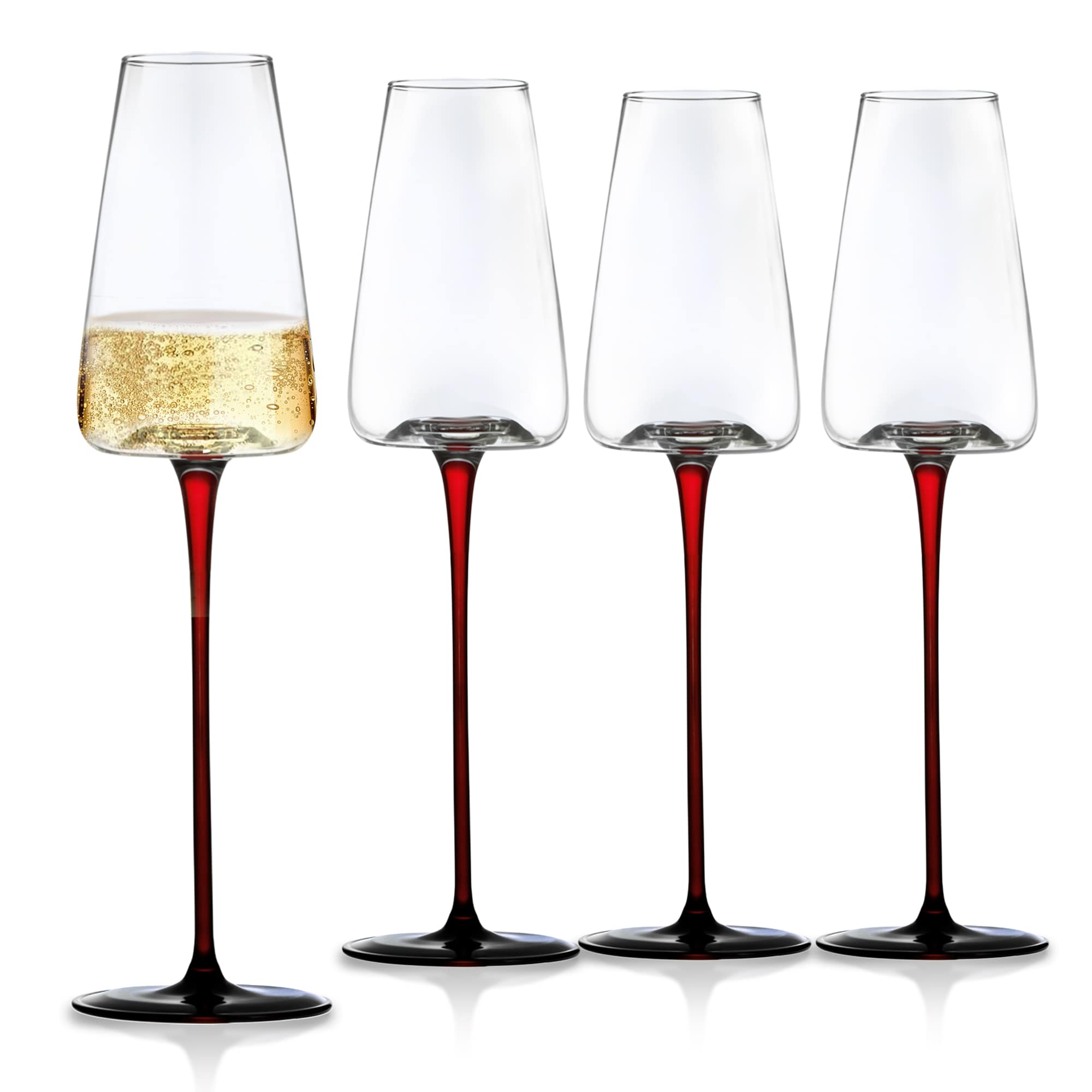 Concave Champagne Glasses - 9oz crystal modern flutes