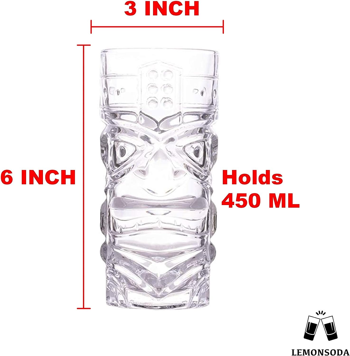 Clear Tiki Glasses, Set of 4 or 6 - 450 ML - Lemonsoda