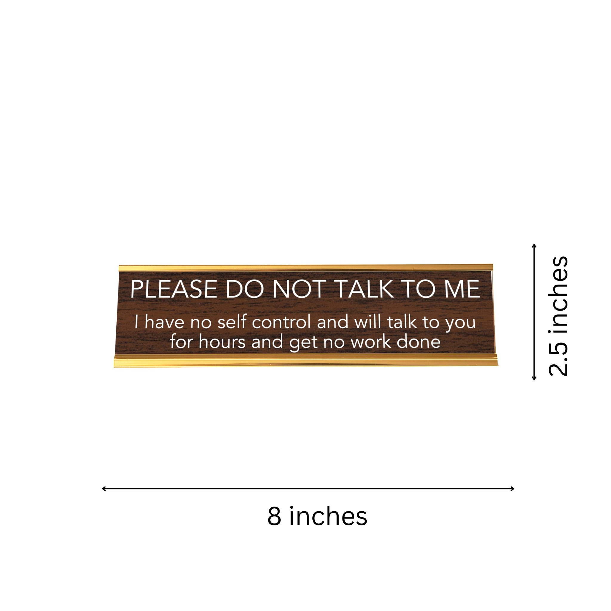 LEMONSODA Nameplate Style Desk Sign (PLEASE DO NOT TALK TO ME) - Brown and Gold