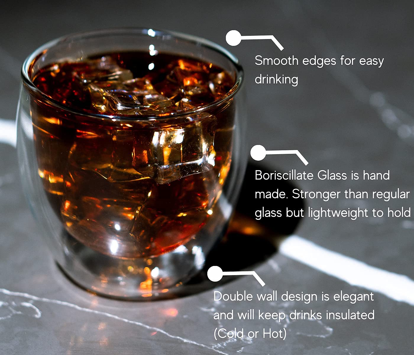 Double Wall Glass Coffee Mugs Cups -8.5oz/12oz - Lemonsoda