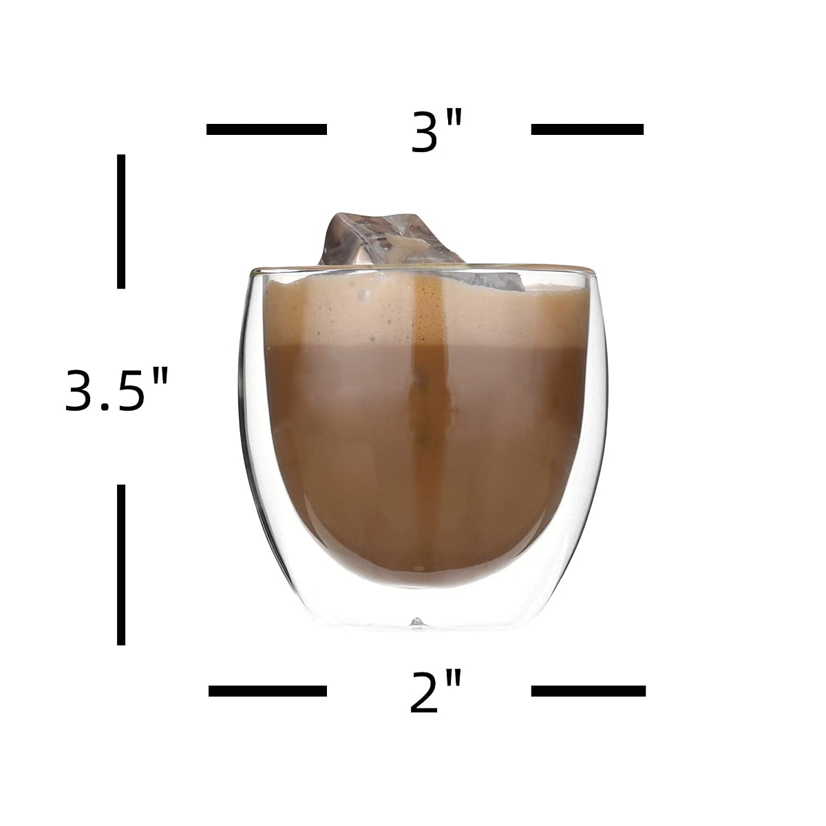 Double Wall Glass Mugs - Size