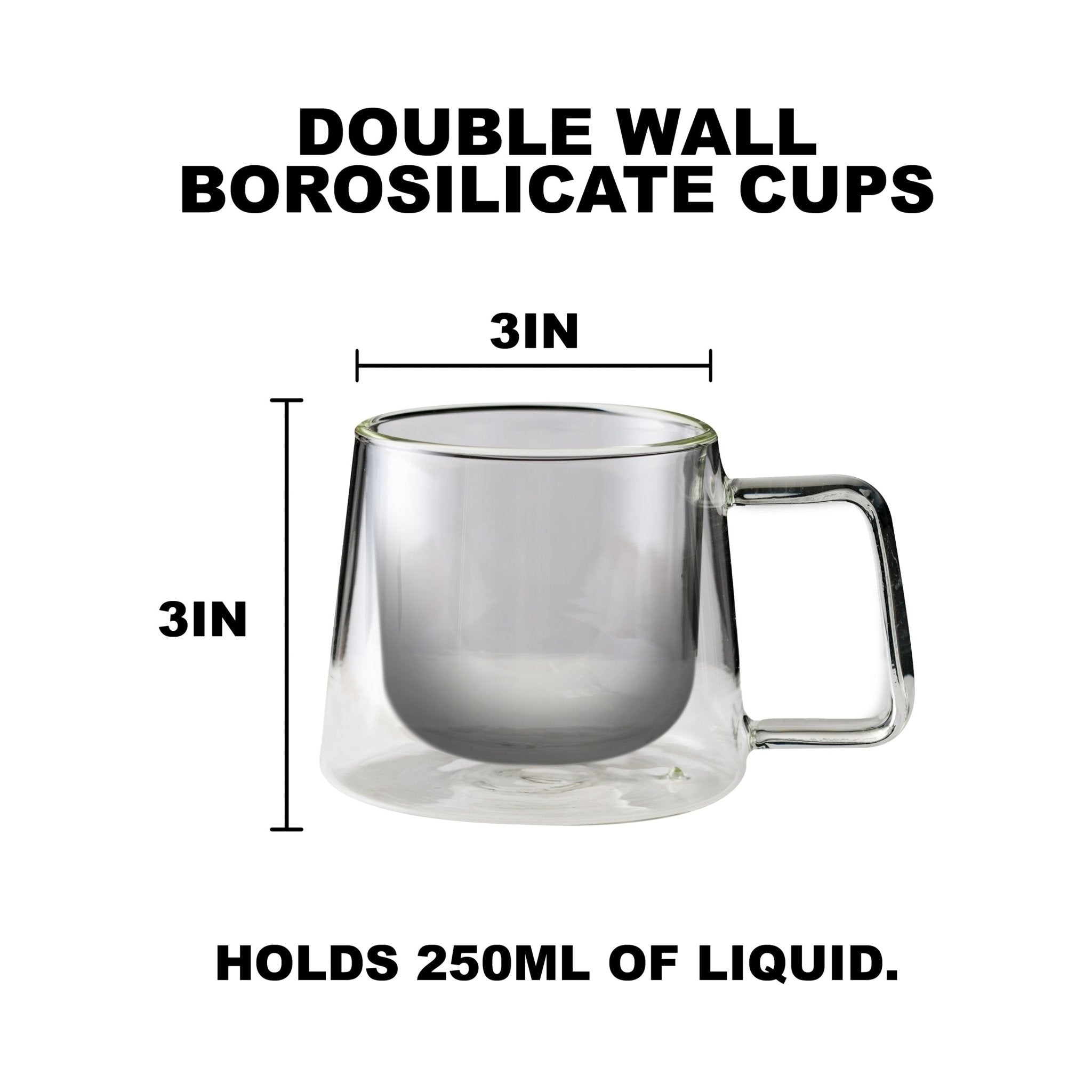 Borosilicate Double Walled Cups - Size