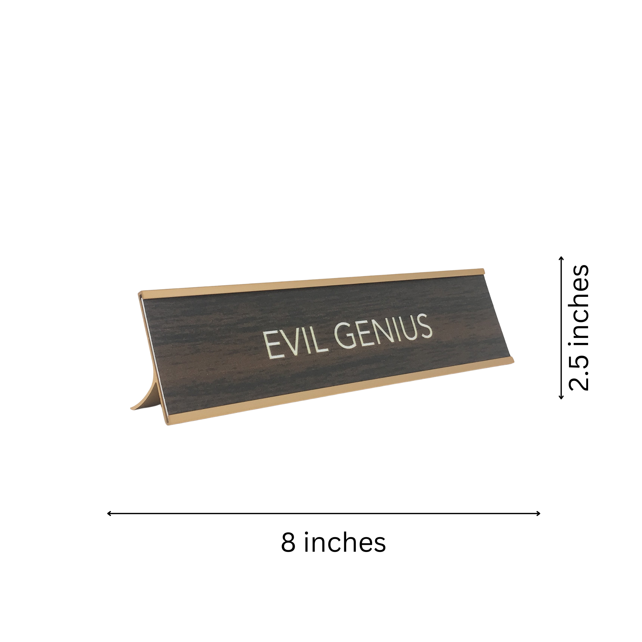LEMONSODA Novelty Desk Sign (Evil Genius) - Brown/Gold