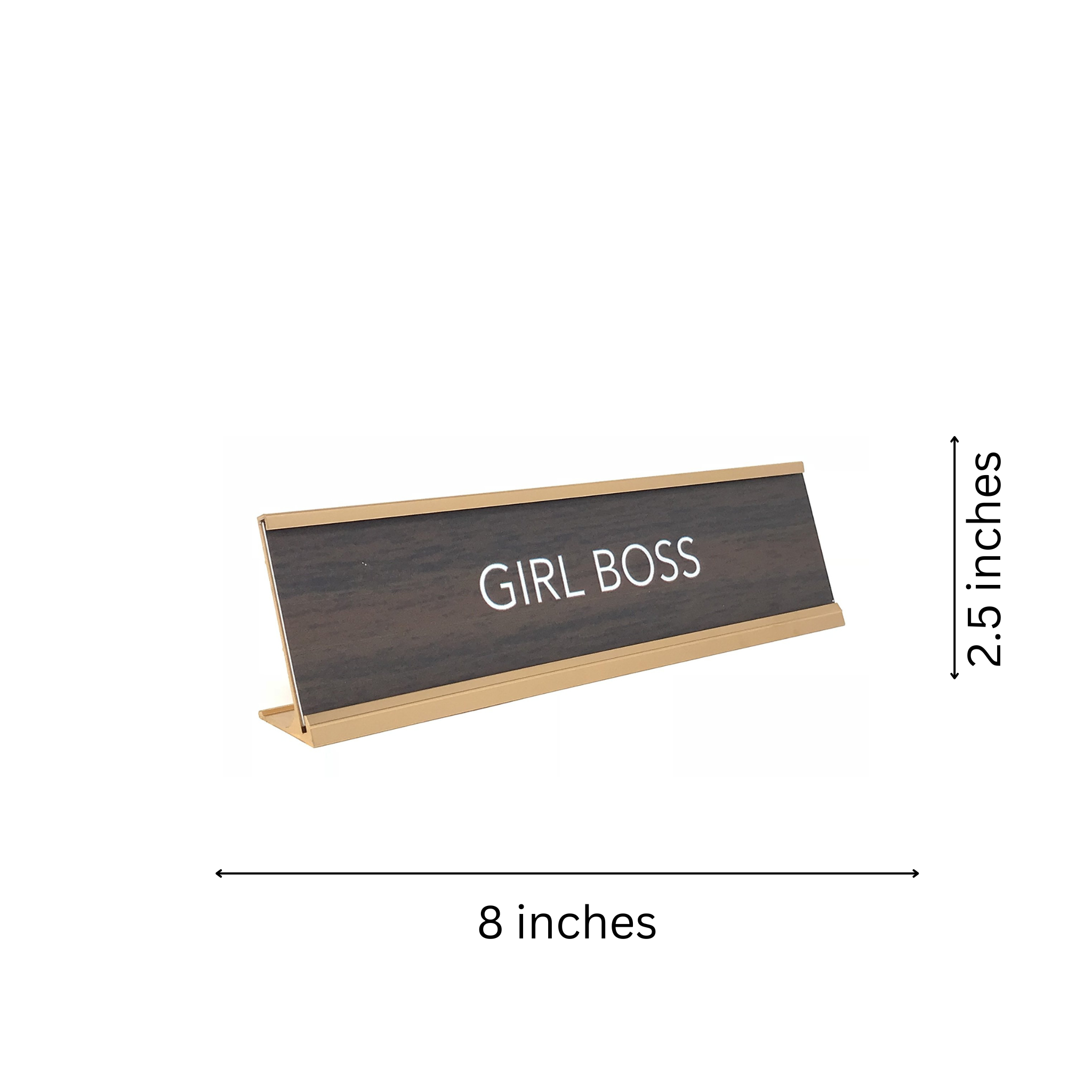 LEMONSODA Novelty Nameplate Style Desk Sign (Girl Boss) - Brown