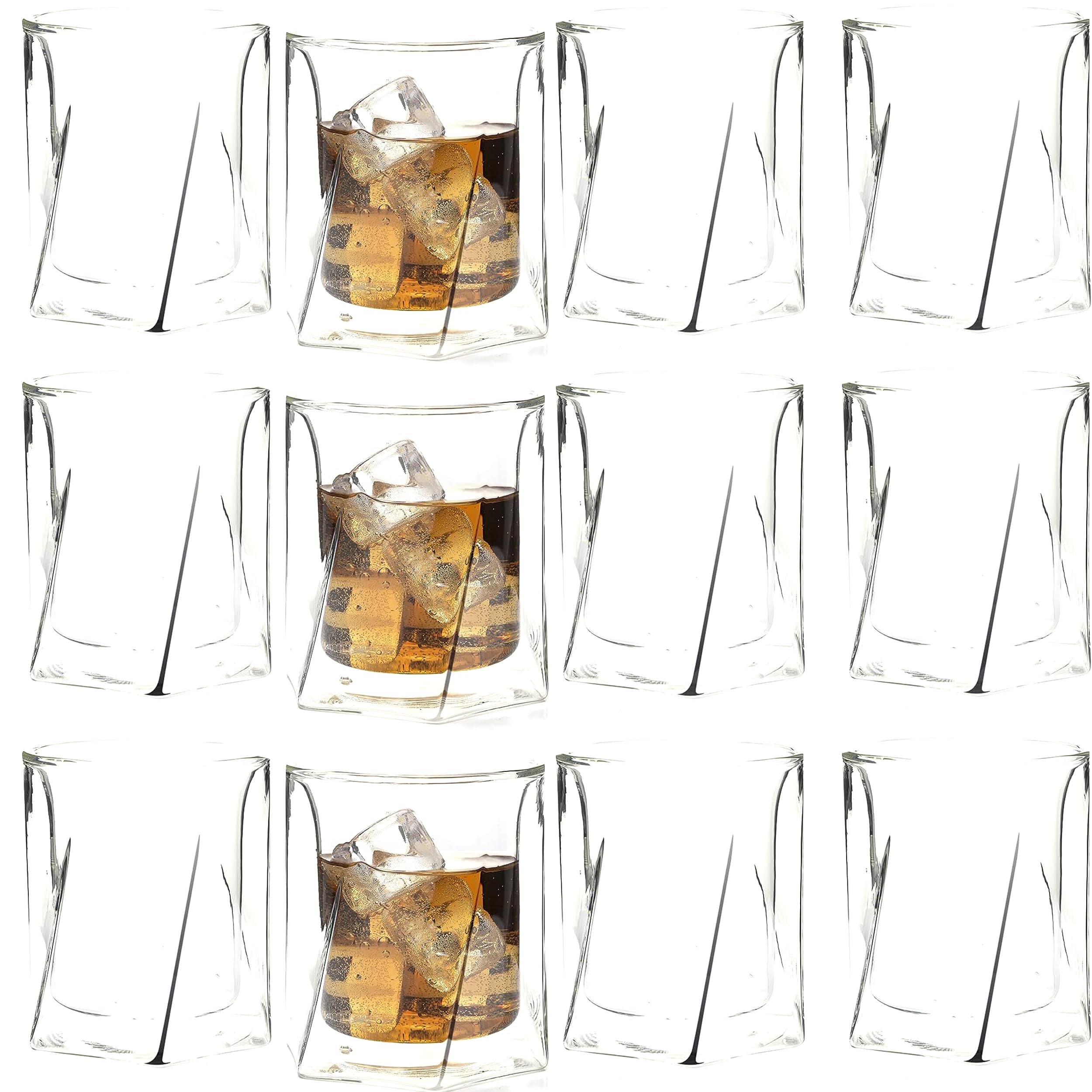 Double Wall Hexagon Whiskey Glasses - 10oz lead-free