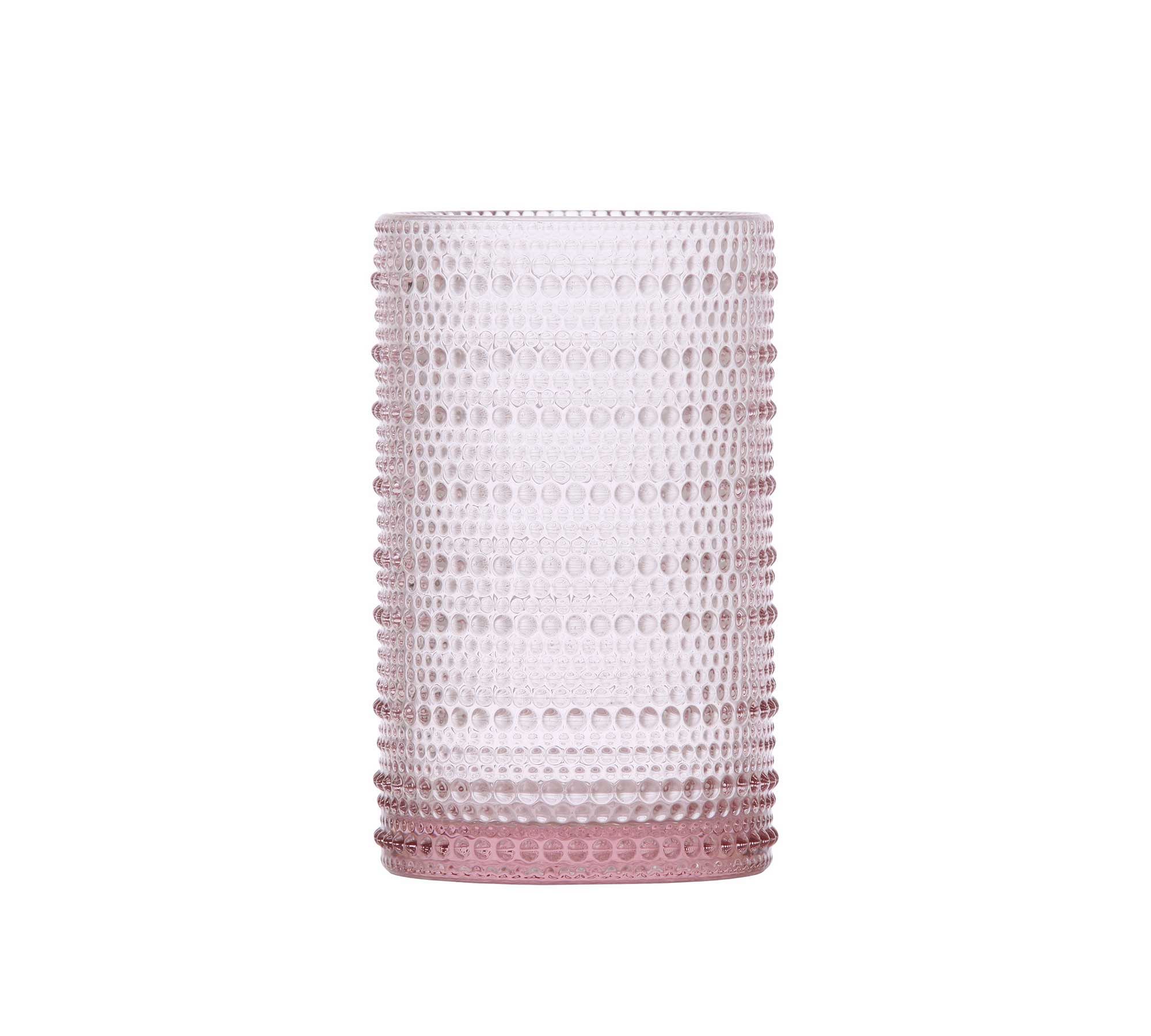Vintage Rose Pink Hobnail Highball Glasses - 15oz