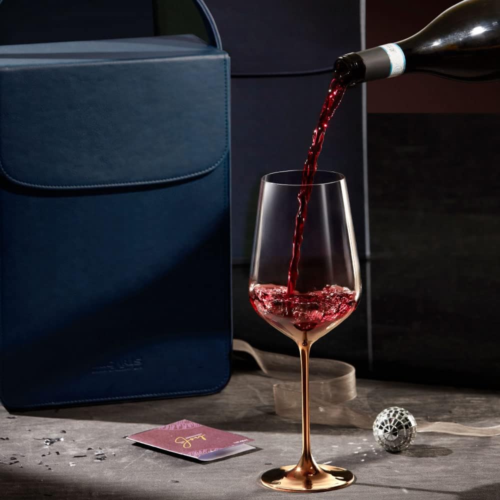 Artisan Crystal Wine Glass with copper