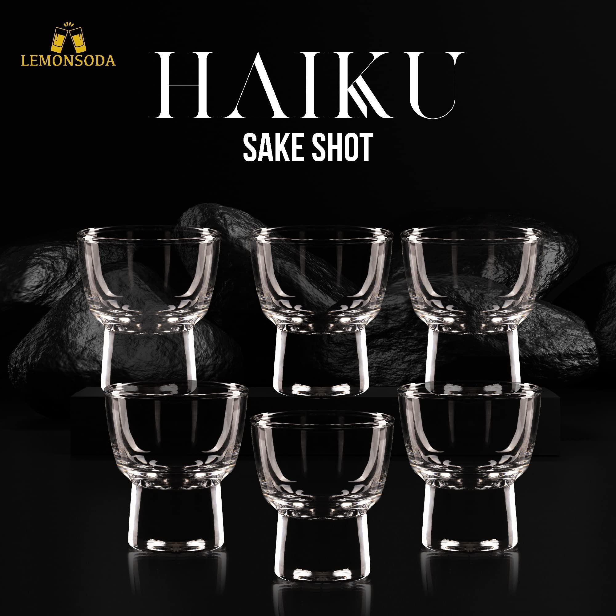 LEMONSODA Haiku Sake Shot Glasses - Set of 6 (60 mL / 2 fl. oz.)
