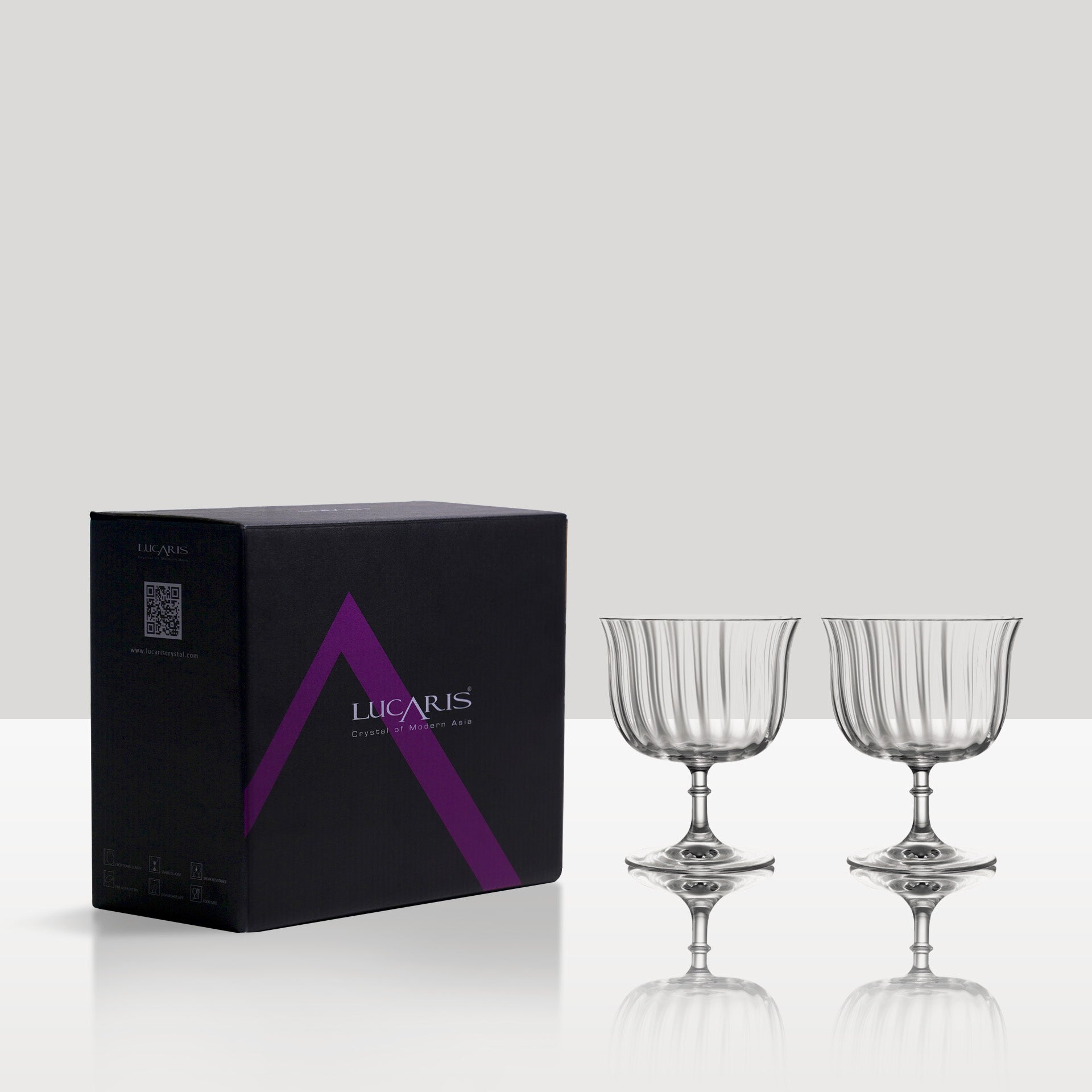 Ribbed Martini & Wine Glasses Set