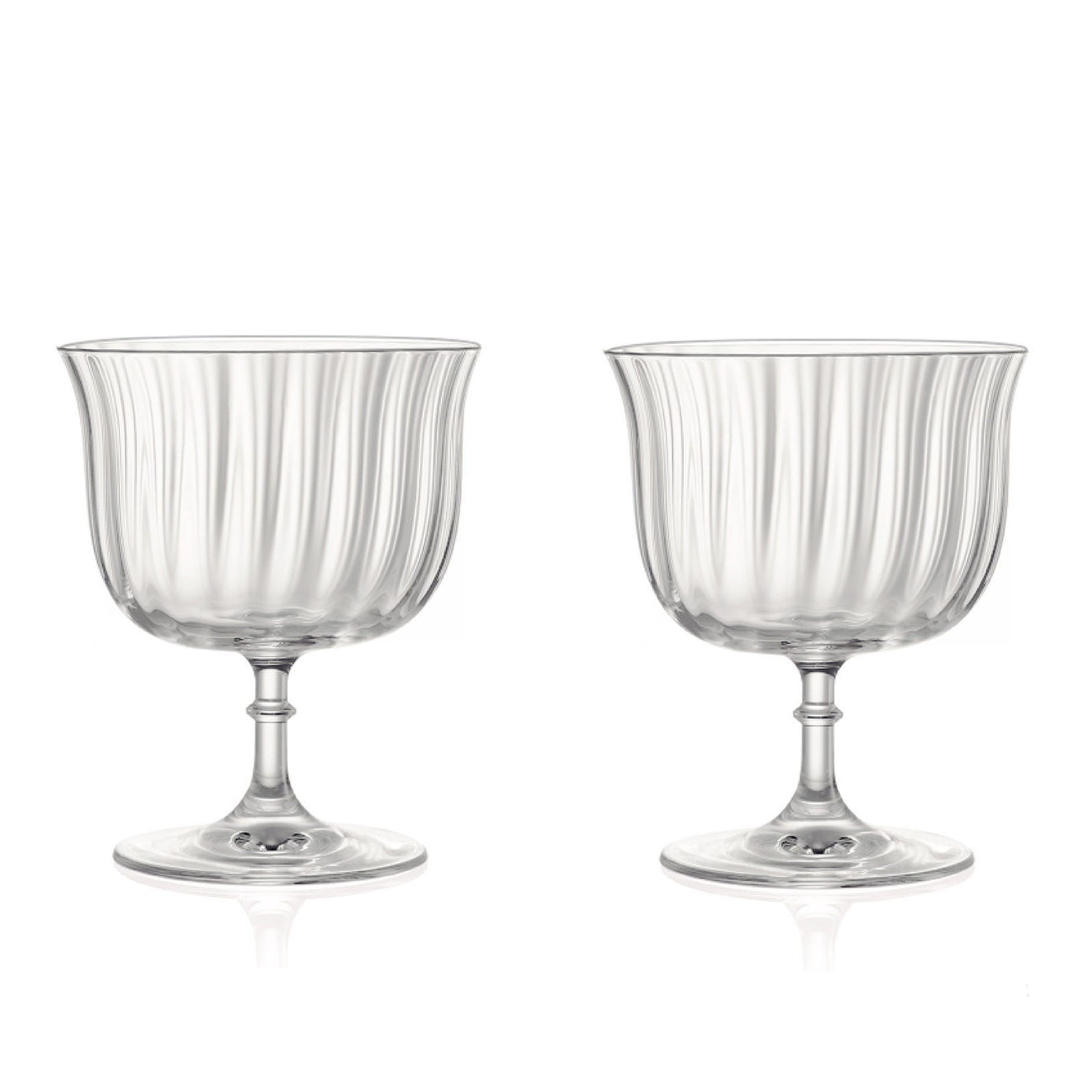 LEMONSODA Rims Orient-Coupe Dessert/Paloma Ribbed Martini & Wine Glasses - (Lotus) - Set of 2 (270ml / 9.25oz) - Lemonsoda