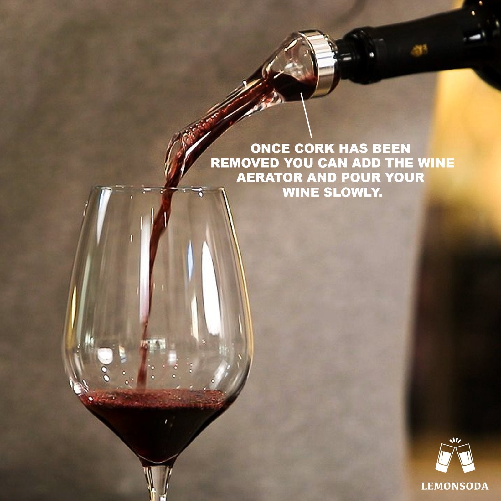 Wine Aerator Being Used to Pour Wine into the wine glass