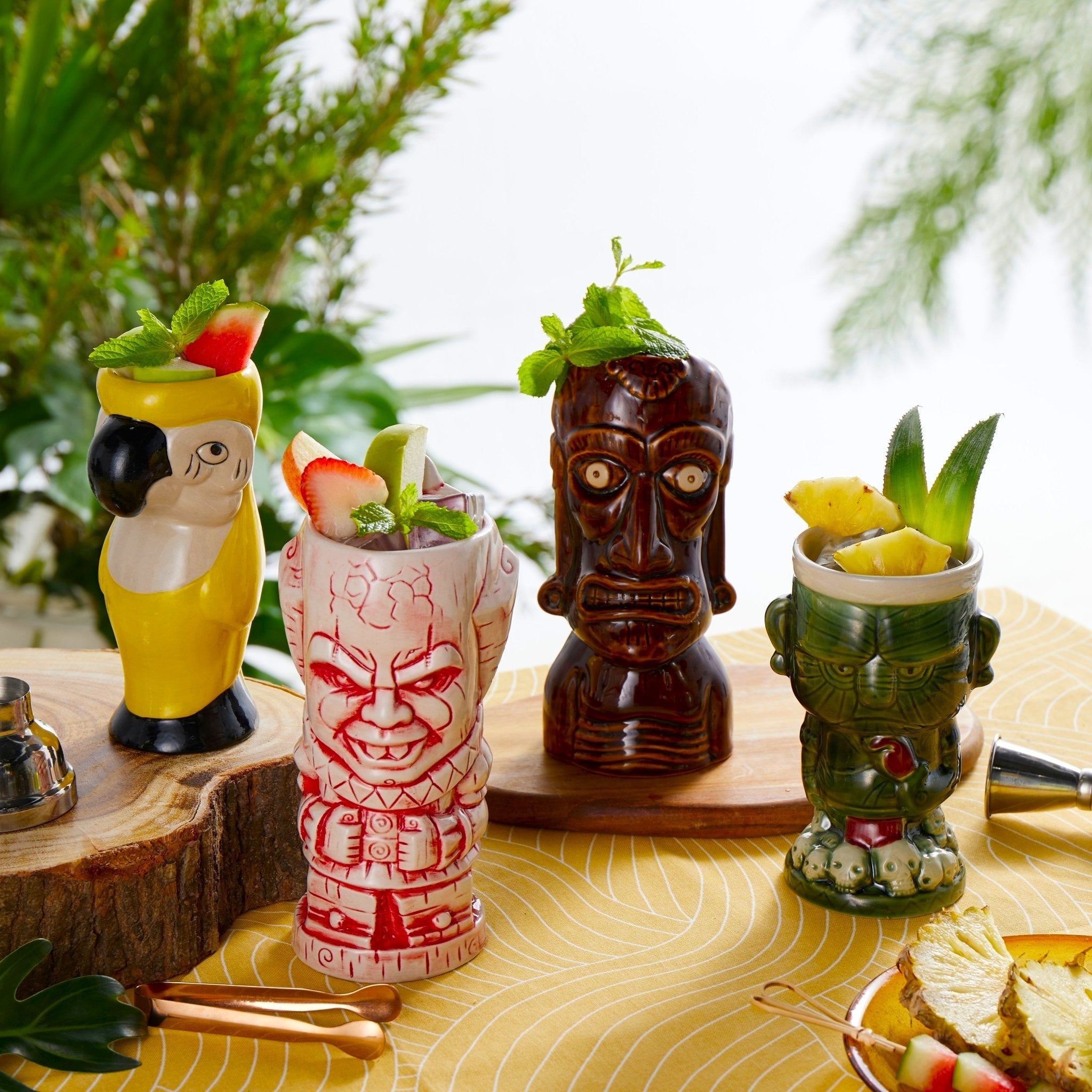 Tiki mugs collection with ceramic, hawaiian, and cocktail styles