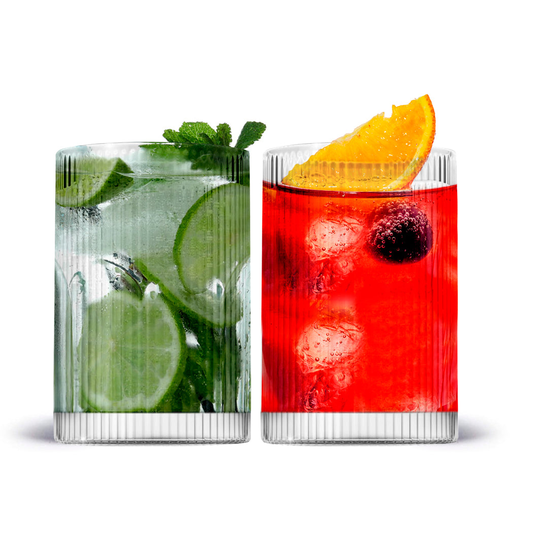 LEMONSODA Vintage Straight Line Tumbler -  12oz (Set of 2 or 4) - Lemonsoda