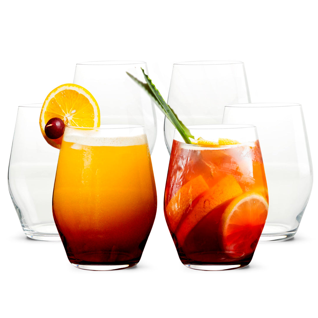 LEMONSODA Sante Stemless Crystal Wine Glasses - Set of 6 - 15oz - Lemonsoda