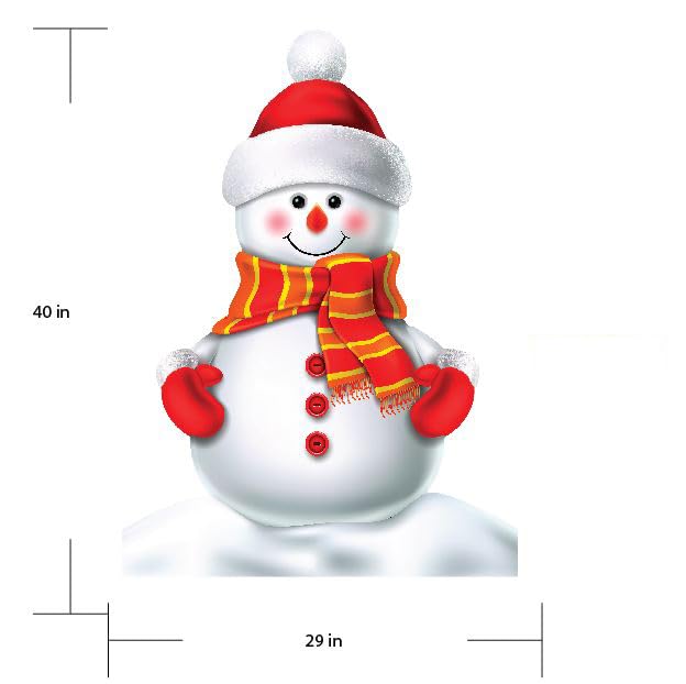 aahs!! Engraving Christmas Life Size Cardboard Cut Stand up (Snowman with Santa Hat)