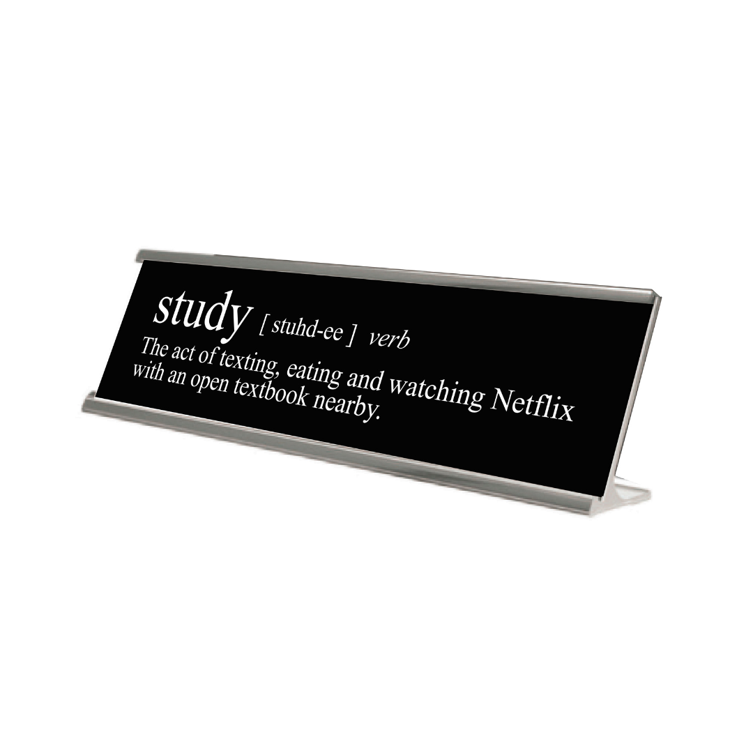 Novelty Nameplate Style Desk Signs - Black & Silver