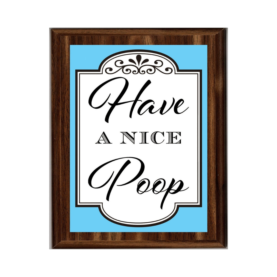 LEMONSODA Engraving Bathroom Plaques (Have A Nice Poop, White)