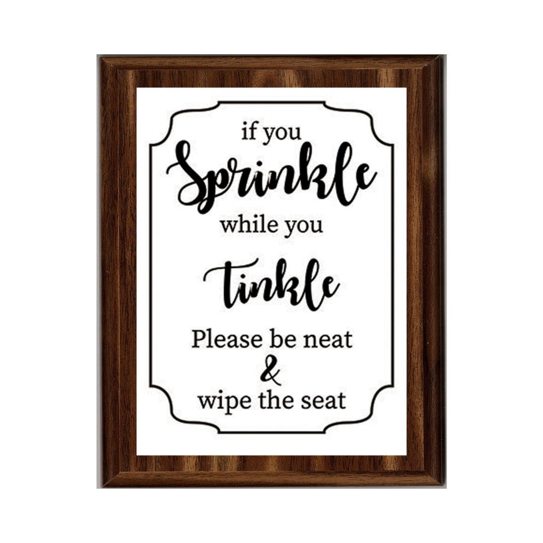 LEMONSODA Engraving Bathroom Plaques (Sprinkle & Tinkle, White)