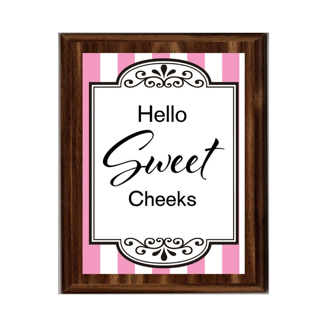 LEMONSODA Engraving Bathroom Plaques (Sweet Cheeks, White)