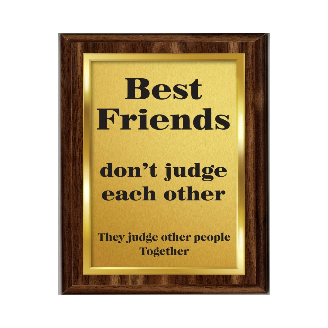 LEMONSODA Engraving Friendship Plaques (Bestfriends Dont Judge, Gold)