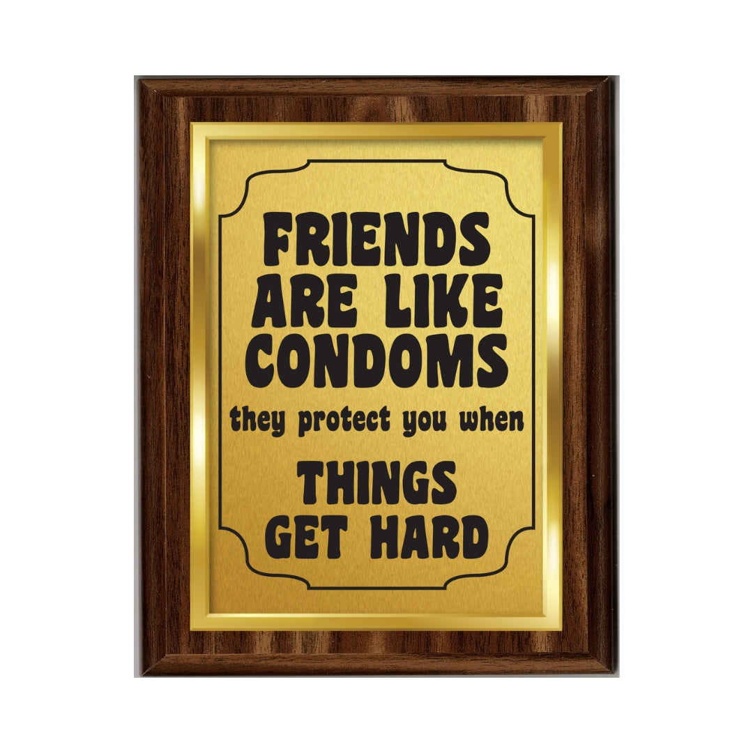 LEMONSODA Engraving Friendship Plaques (Friends are Like Condoms, Gold)