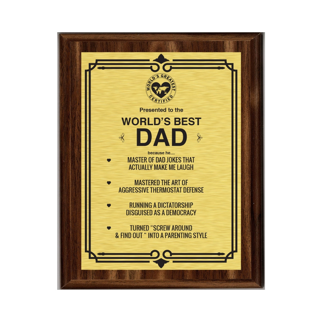 LEMONSODA Engraving Worlds Greatest Plaques (Best Dad in The World, Gold)