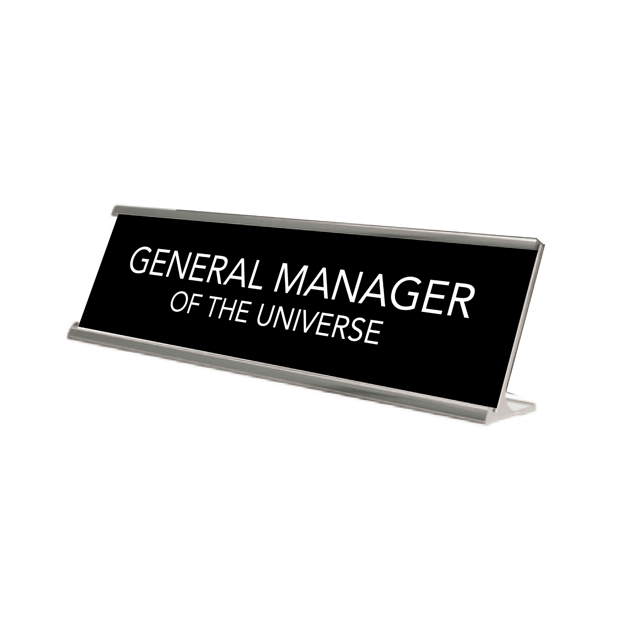 Novelty Nameplate Style Desk Signs - Black & Silver