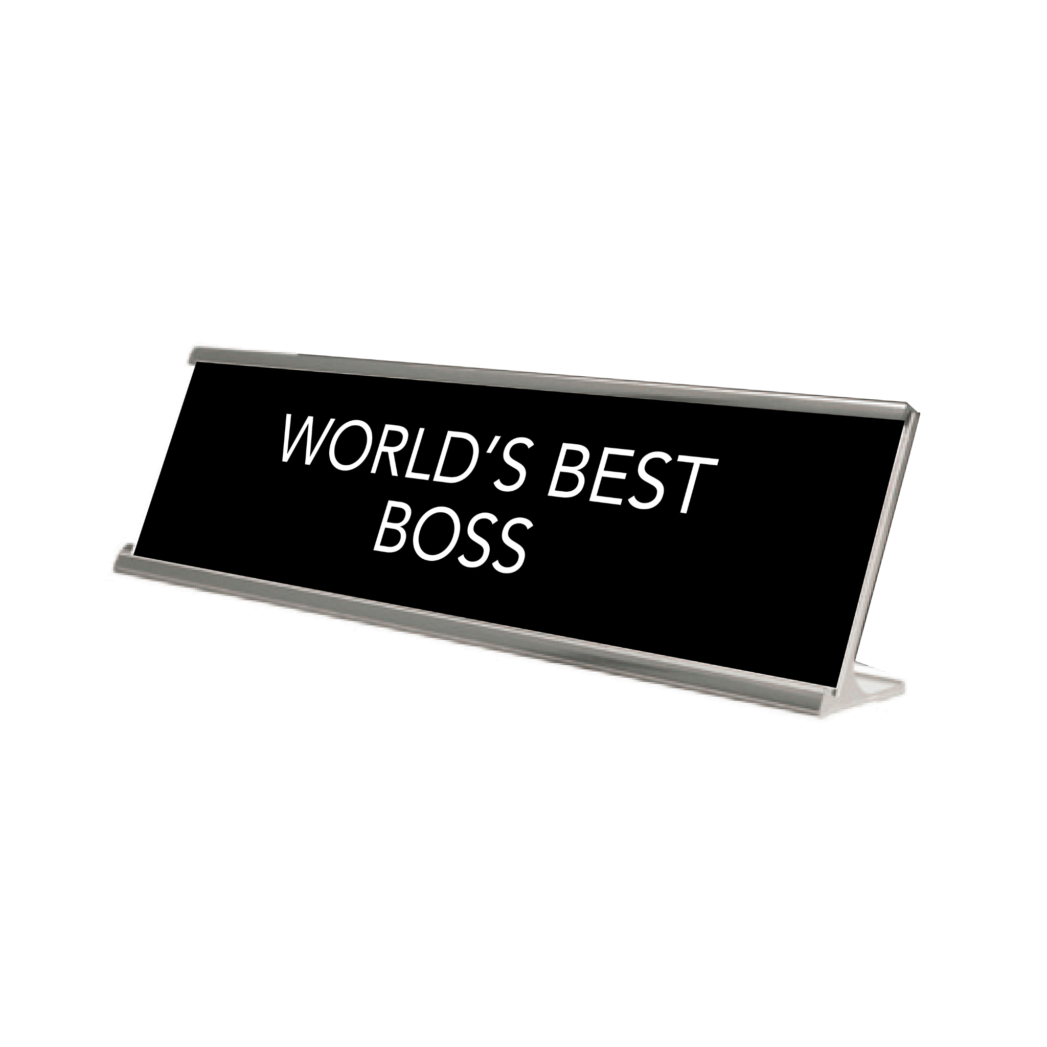 Novelty Nameplate Style Desk Signs - Black & Silver