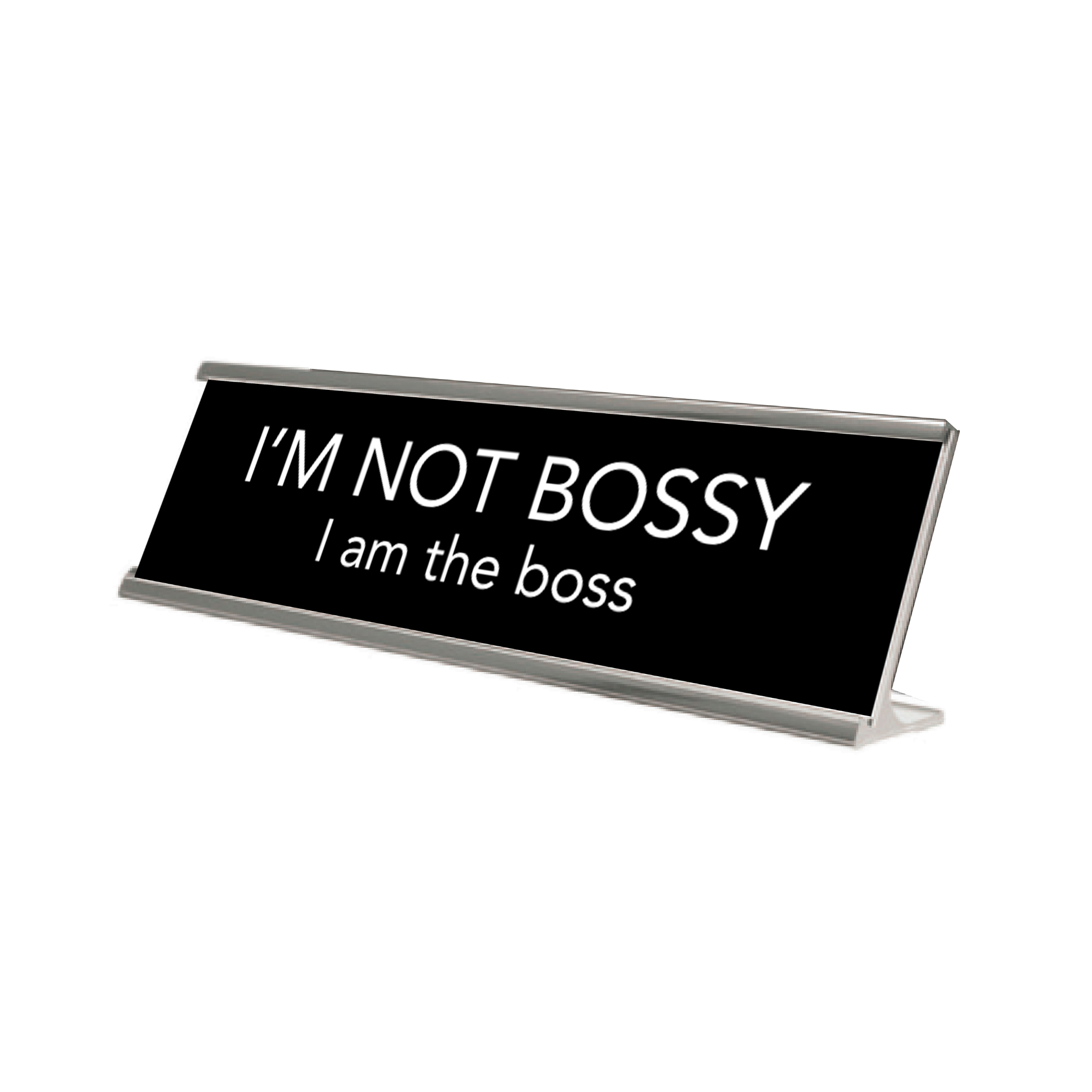 Novelty Nameplate Style Desk Signs - Black & Silver