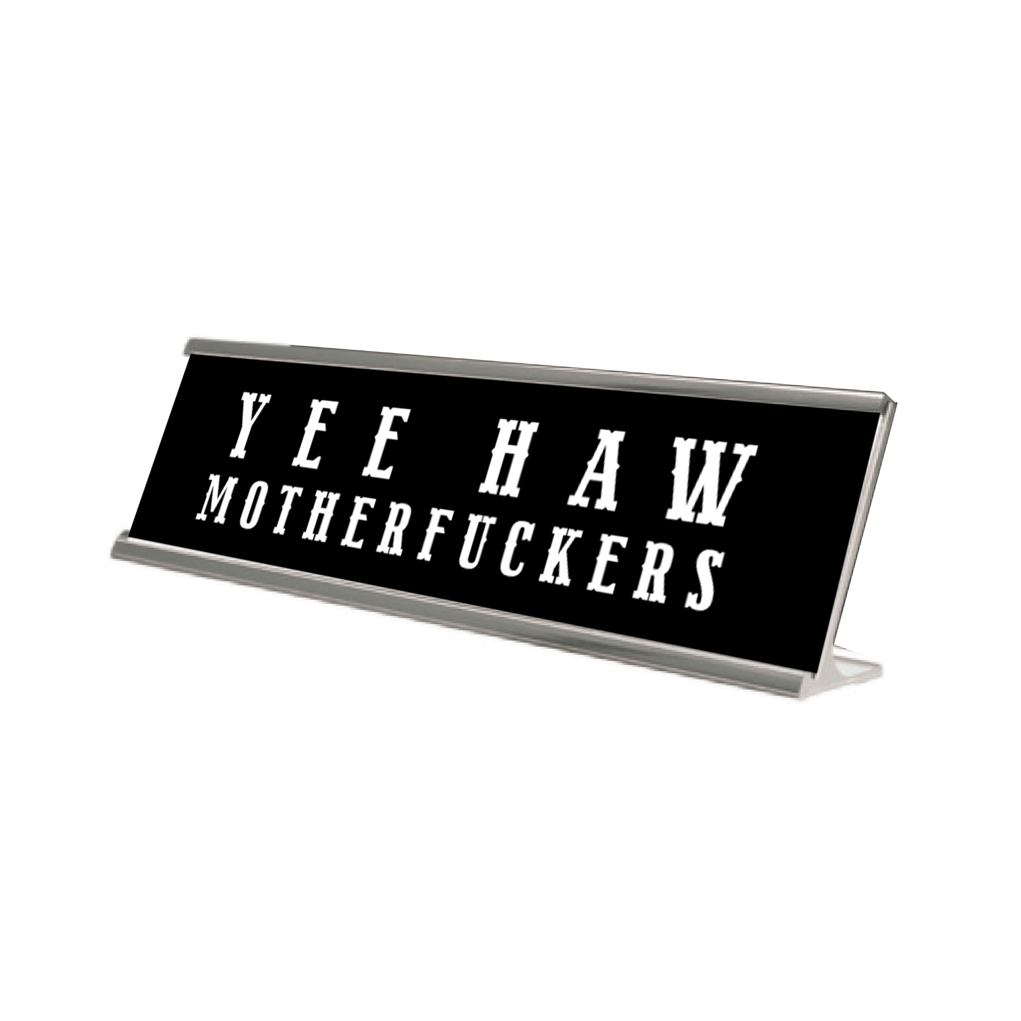 Novelty Nameplate Style Desk Signs - Black & Silver