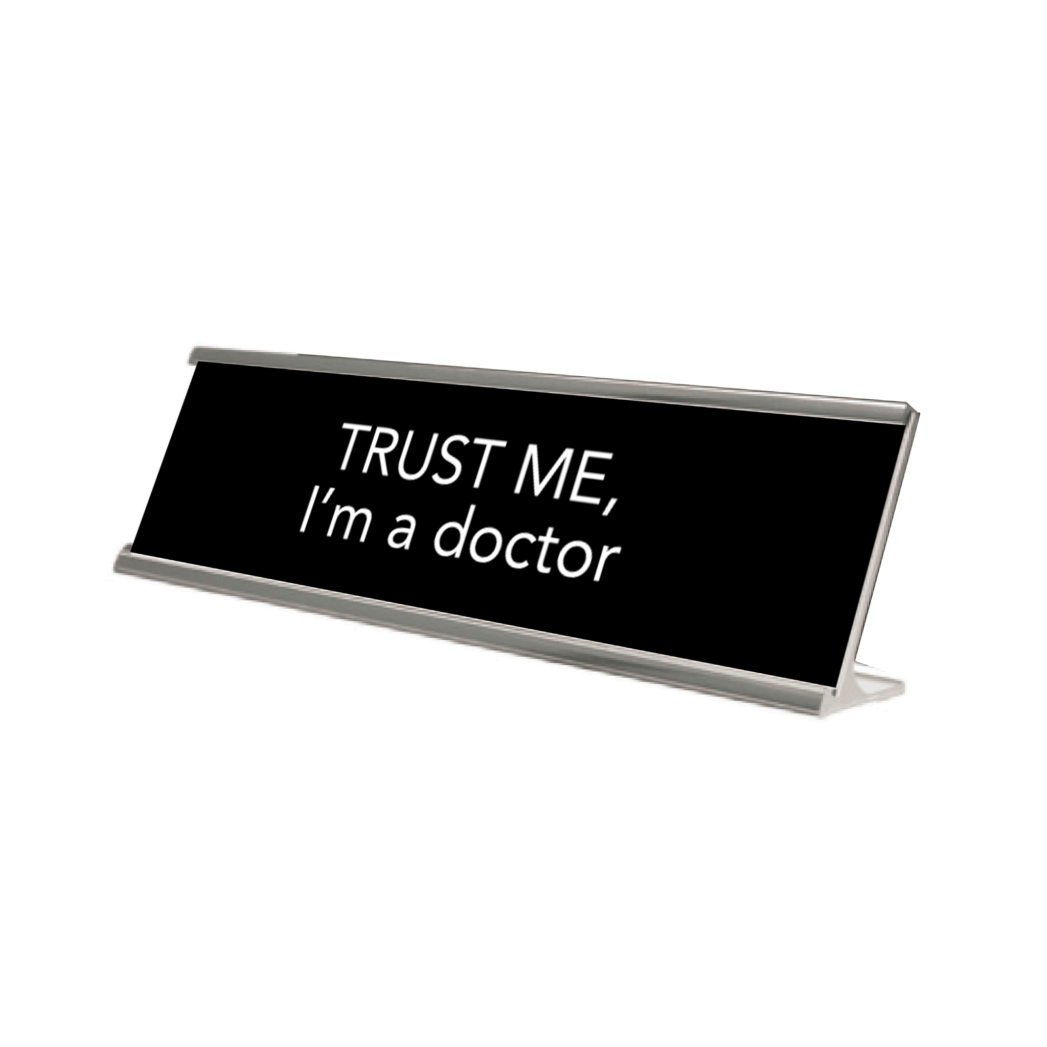 Novelty Nameplate Style Desk Signs - Black & Silver