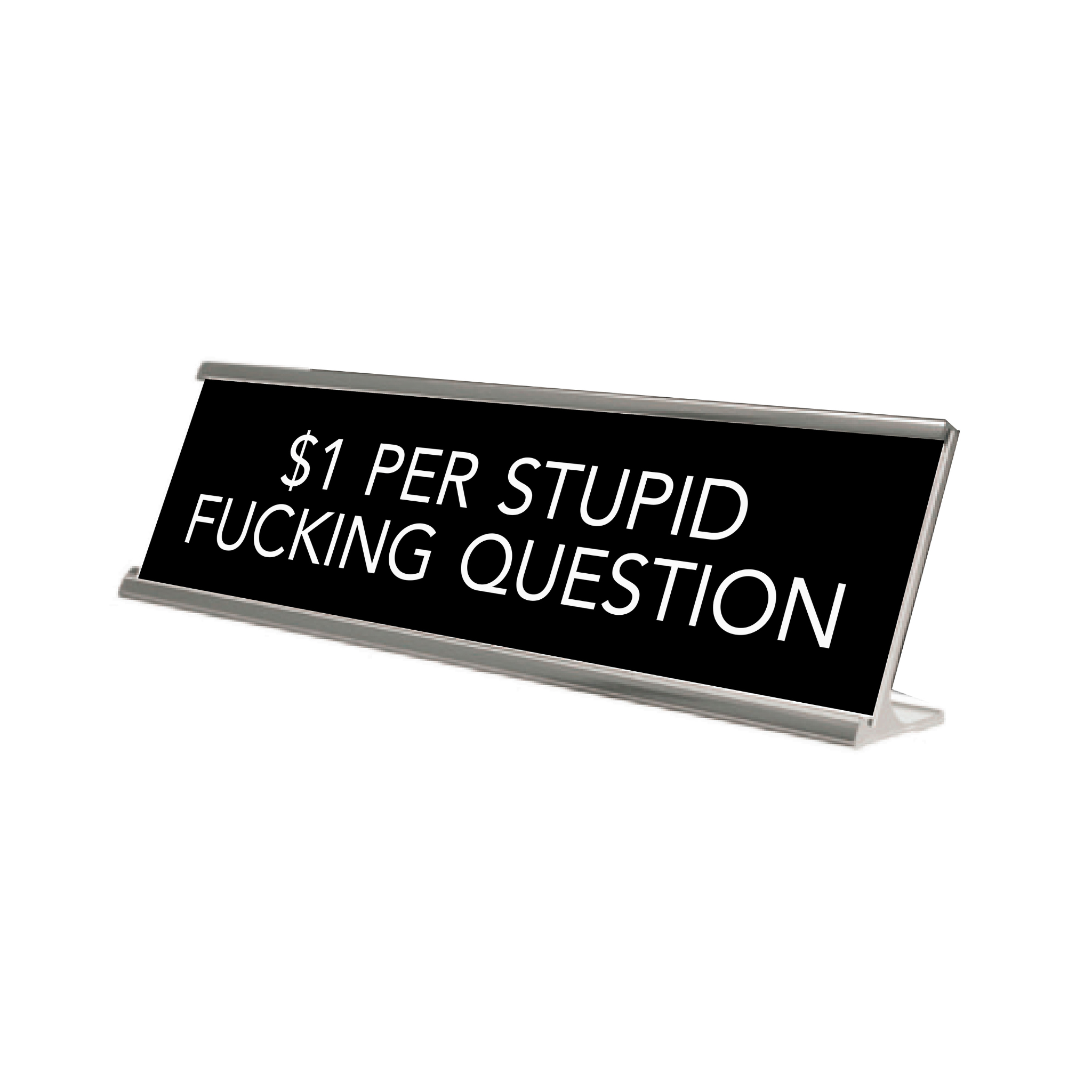 Novelty Nameplate Style Desk Signs - Black & Silver