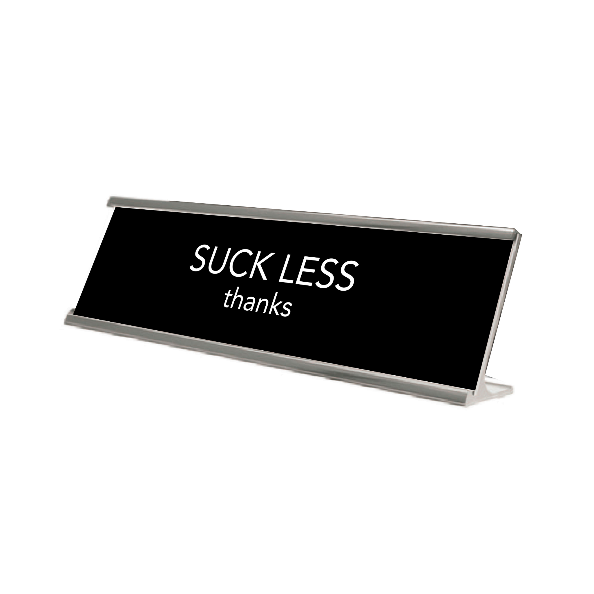 Novelty Nameplate Style Desk Signs - Black & Silver