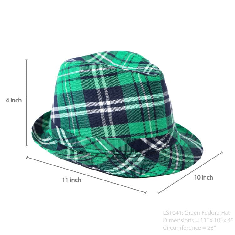 St. Patrick's Day Green Plaid Fedora Hat