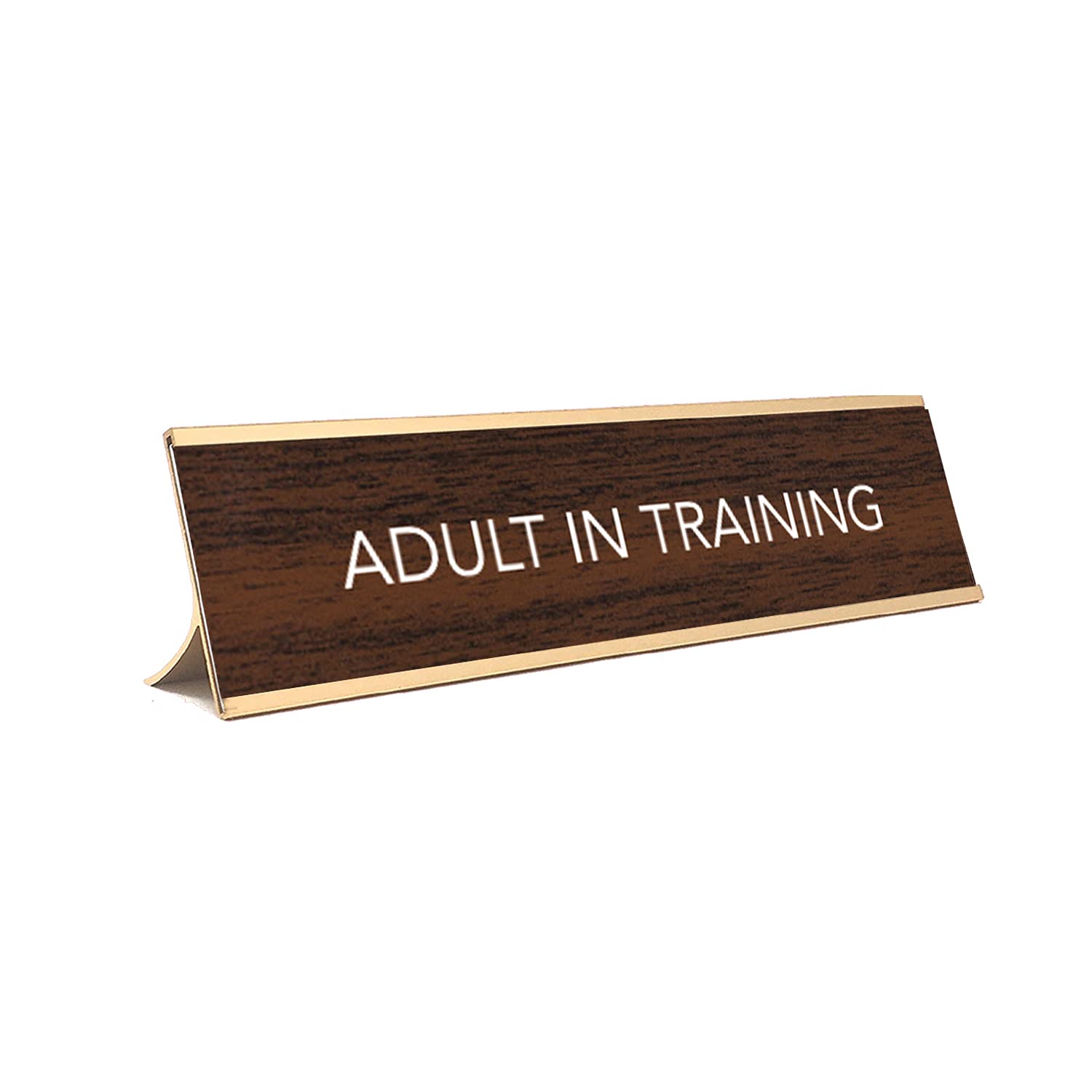 LEMONSODA Nameplate Style Desk Sign (ADULT IN TRAINING) - Brown and Gold - Lemonsoda