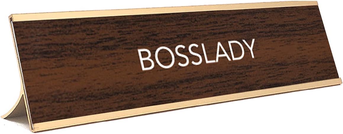 LEMONSODA Nameplate Style Desk Sign (Boss Lady) - Brown and Gold - Lemonsoda