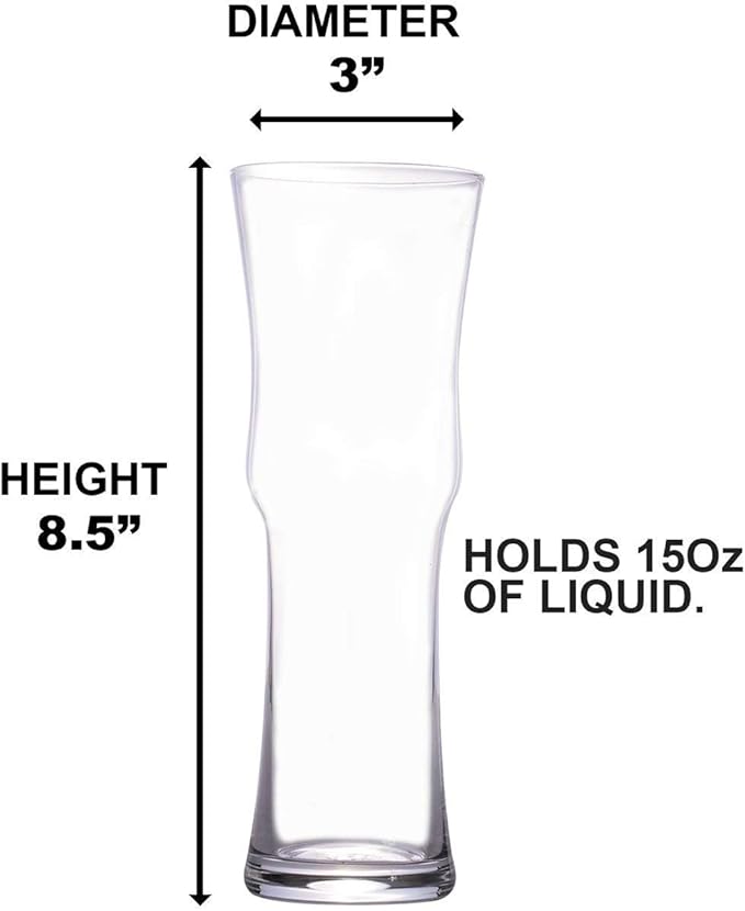Tall Napoli Hurricane Cocktail Glasses Set of 4 - Handcrafted Cocktail Glass Set (15oz)