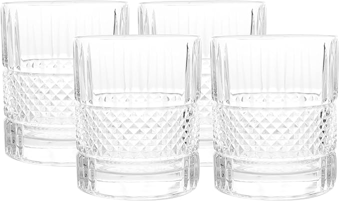 Old Fashioned Vintage Whiskey Glass Set of 4- 10oz