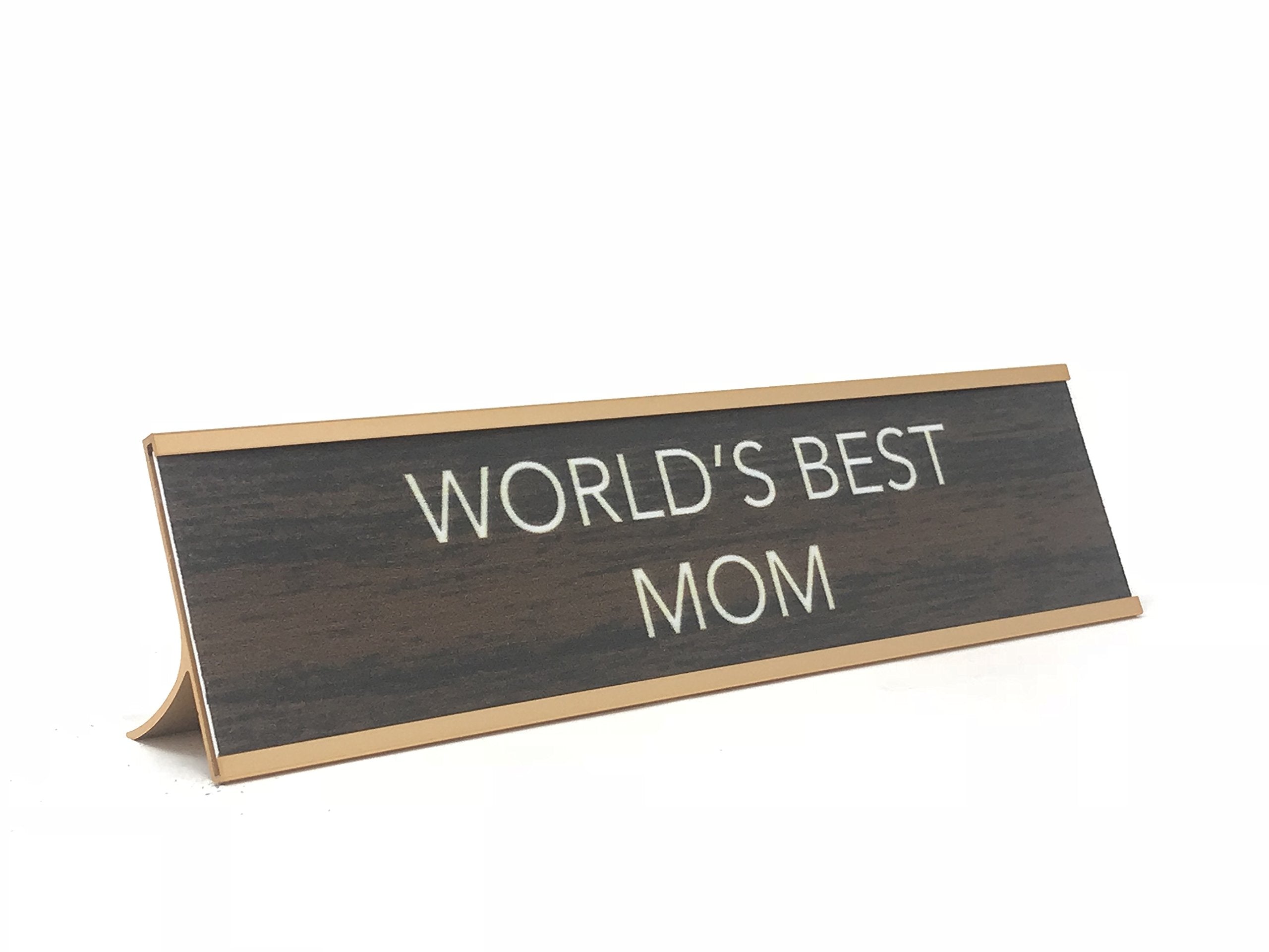 LEMONSODA Gold and Brown Desk Sign - (World's Best Mom) - Lemonsoda